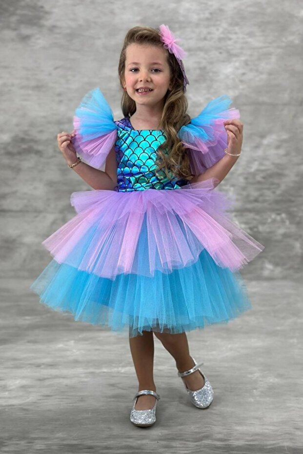 Kız Çocuk Deniz Kızı Parti Elbisesi - 1