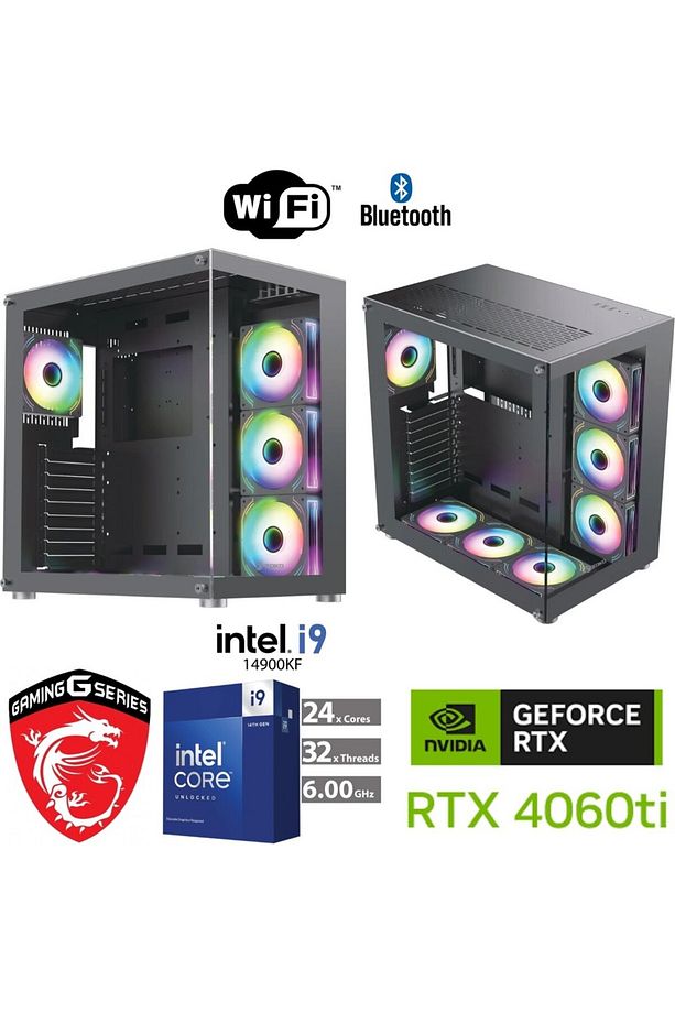 DDR5 GAMİNG PC / 8 GB RTX4060 Ti/i9 14900KF/32GB DDR5 6000 MHZ RAM / 1 TB M.2 SSD / SIVI SOĞUTMALI / - 1