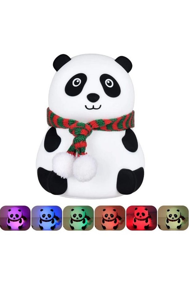 Panda Gece Lambası Çocuklar için Gece Işıkları Dokunmatik Sensörlü Renkli Masa Lambası - 4