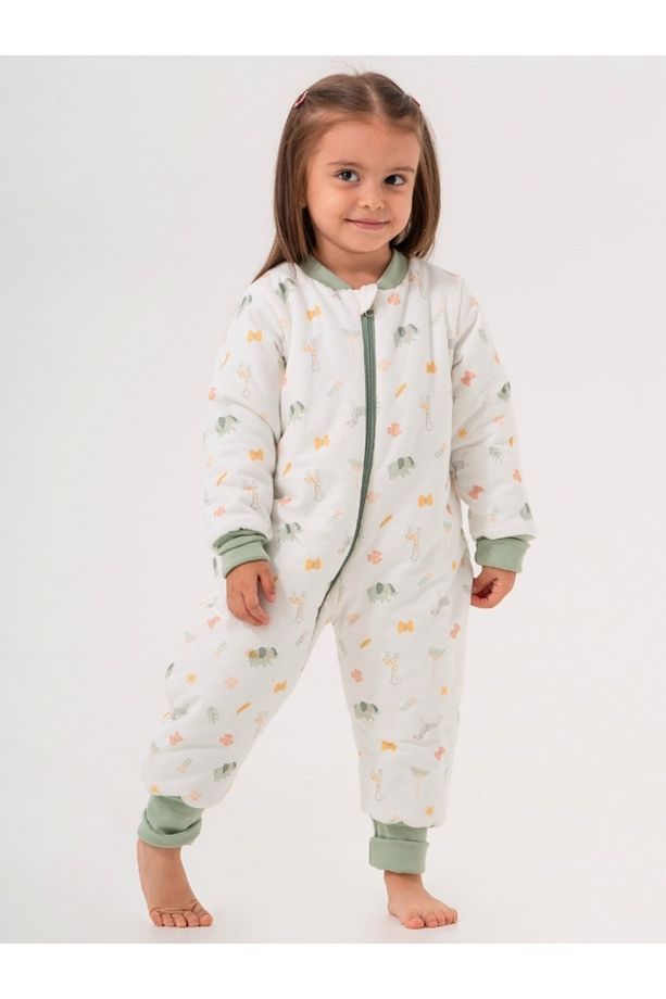 Uyku Tulumu Fermuarlı Uzun Kollu Kışlık Bebek Çocuk Safari Desenli Kalın 2,5 Tog Unisex - 2
