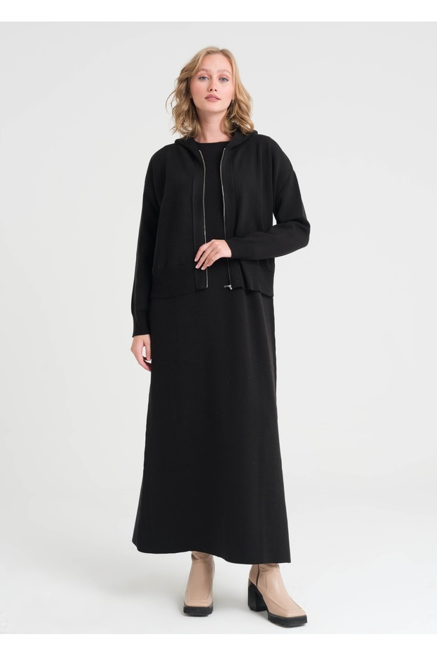 Kapşonlu İkili Triko Takım - 1