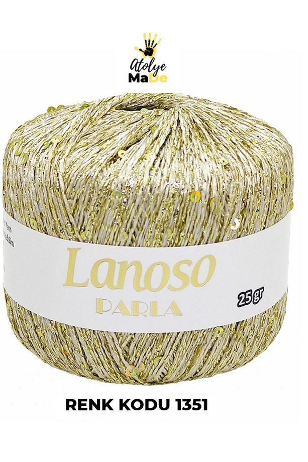 Parla 1351 - Yumuşak Simli Pullu El Örgü İpi - %75 Glitter Yarn %25 Payette&Sim 217mt 25gr TEK YUMAK - 1