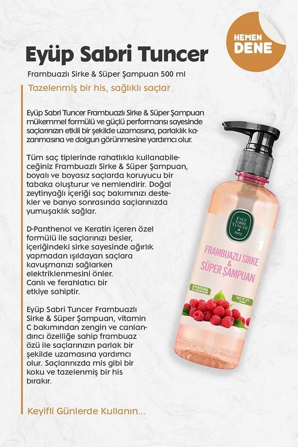 Frambuazlı Sirkeli Süper Şampuan 500 ml - 2