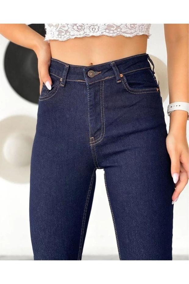 Flora Women's Spanish Navy Blue High Waist Lycra Extra Stretchy Flare Jeans Jeans