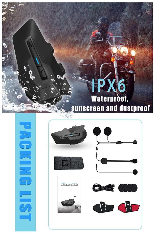 Yeni Model Maxto MX2 Intercom Motosiklet Kask Hoparlörü Bluetooth Intercom Hi-Fi Ses IPX6 - 8