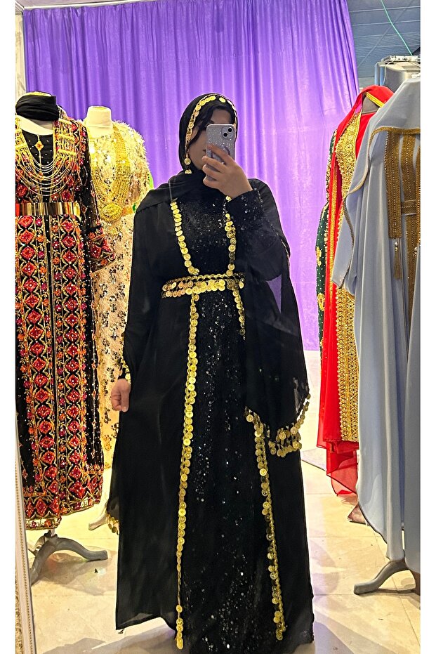 Siyah boncuklu kaftan - 2