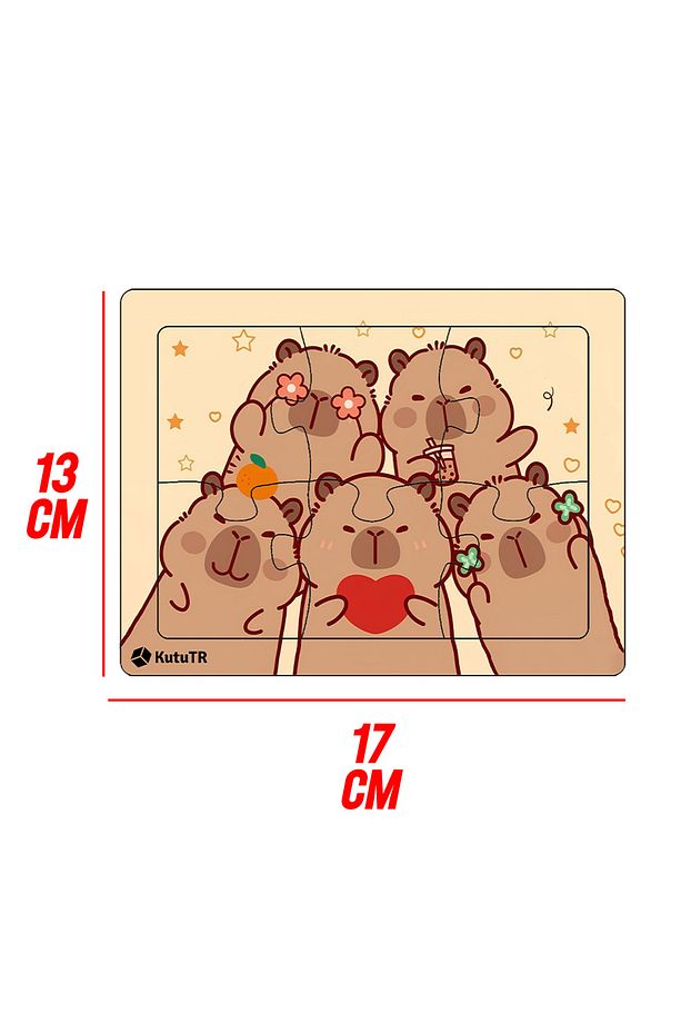 Çocuklar Için Eğitici Ve Öğretici Ahşap 6 Parça 13x17 Capybara Renkli Puzzle 6'lı Set-607 - 5