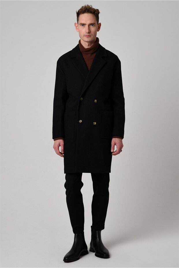 Men's Oversize Pocket Double-Breasted Coat