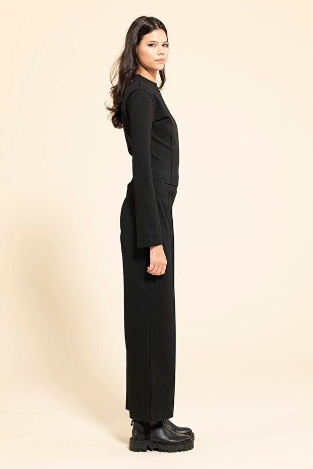 Black Bottom and Top Set with Front Snap Detail - 5