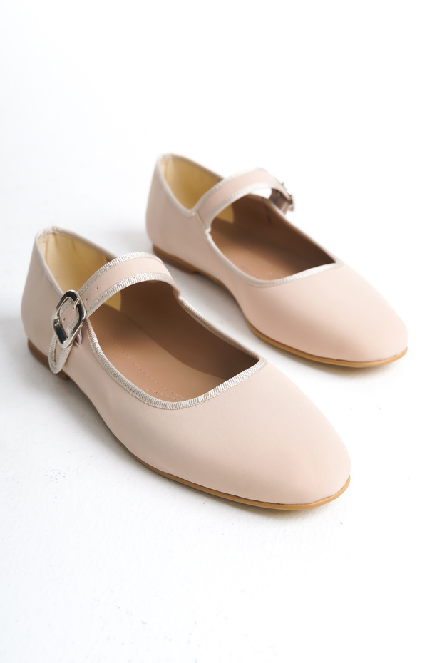 Women's Strappy Oval Toe Casual Ballet Flats Laura Beige