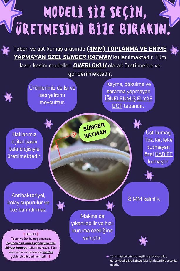 Süngerli Dot Tabanlı yıkanabilir, leke tutmayan, yumuşak yapılı halı - 5