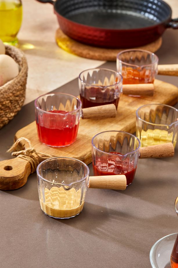 6'lı Ahşap Saplı Mıka Reçellik Sosluk Sofra Sunum Kahvaltı Seti - Ahşap Saplı Sunumluk 80 ml - 2