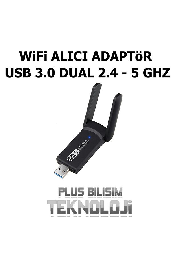 Wifi Alıcı Adaptör AC1200 Mbps Usb 3.0 Çift Antenli 2.4 ve 5 Ghz Destekli Tak Kullan - 5