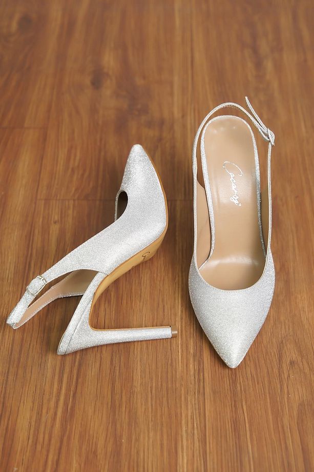Pırıltılı Stiletto Arkası Açık Büyük Numara Ayakkabısı - 2