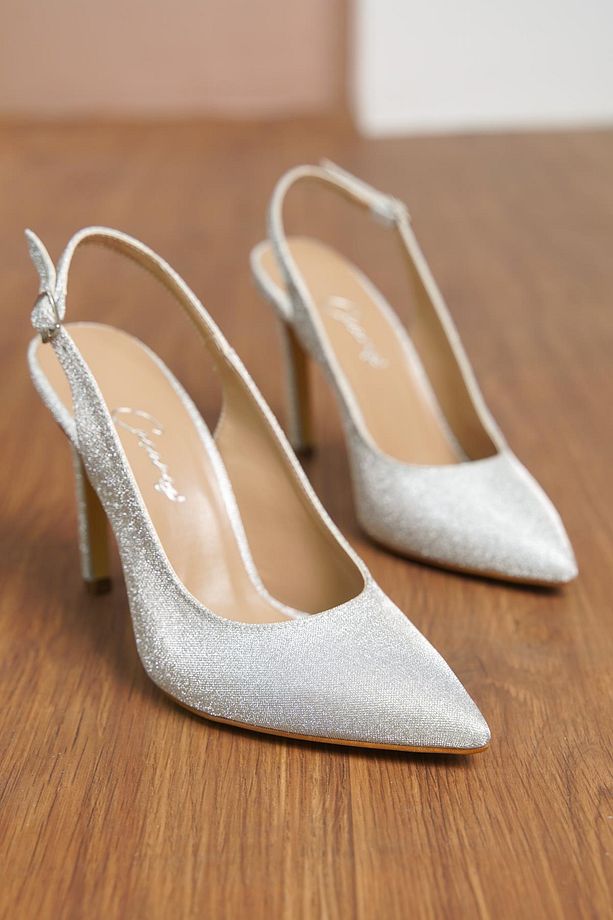 Pırıltılı Stiletto Arkası Açık Büyük Numara Ayakkabısı - 3