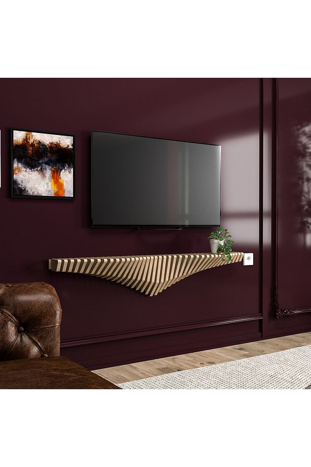 125 cm Masif Çam Ahşap Çok Amaçlı Ünite: TV Ünitesi, Duvar Rafı & Dresuar - 1