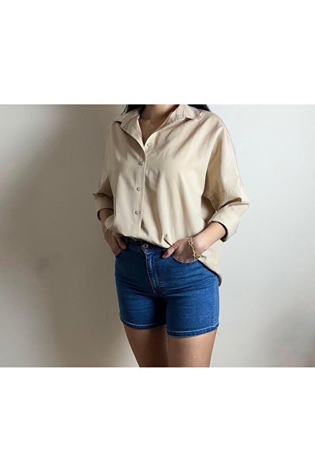 Kadın Oversize Uzun Basic Gömlek - 3