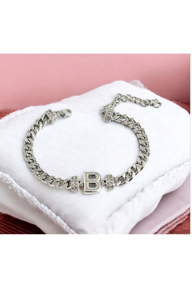 Women's Zircon Stone Steel Letter Bracelet