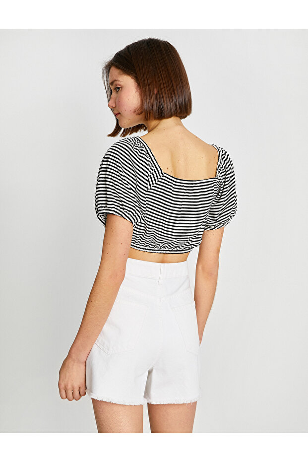Drawstring Crop T-Shirt - 4