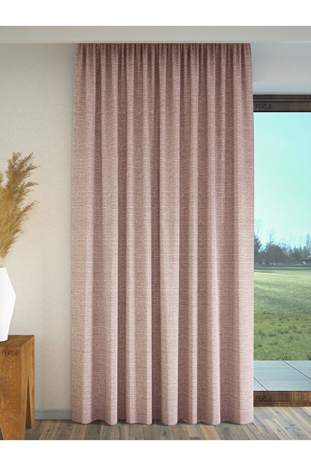 Light Pink Linen Extraphore Curtain - Drawstring Background - 1