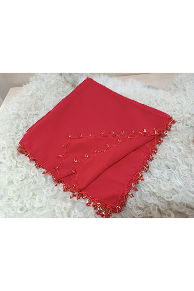 Handmade Writing Edge Ring Beaded Hand Embroidered Cheesecloth Yemeni, Scarf, 4 Sides Embroidered