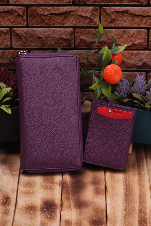 Long Wallet with Phone Compartment and Automatic Mechanism Card Holder Wallet Lover's Package