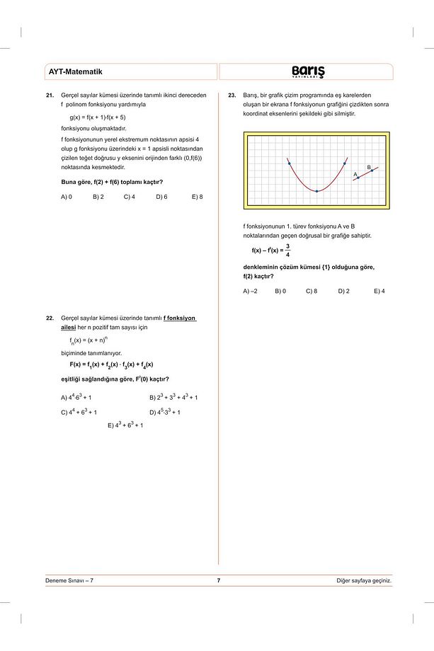 Ayt Matematik Denemesi 8 Adet - 5