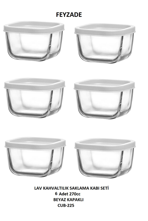 Feyzade Cube Breakfast Storage Container Set 6 Pcs 270Cc (Cub-225)