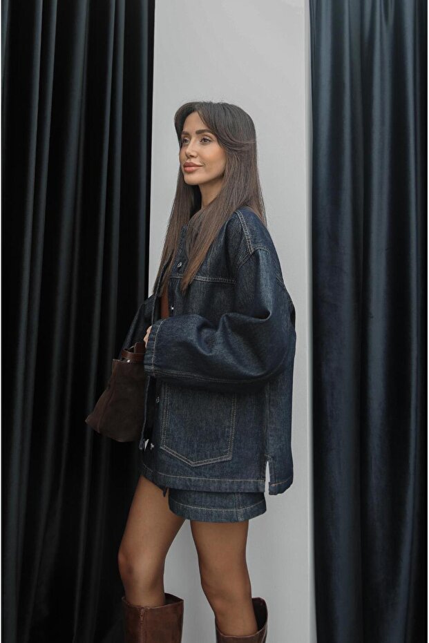 Jachetă de blugi bleumarin - 5