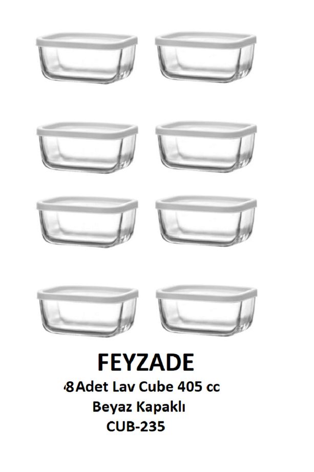 FEYZADE CUBE Kahvaltılık Saklama Kabı Seti 8 ADET 405cc (CUB-235) - 1