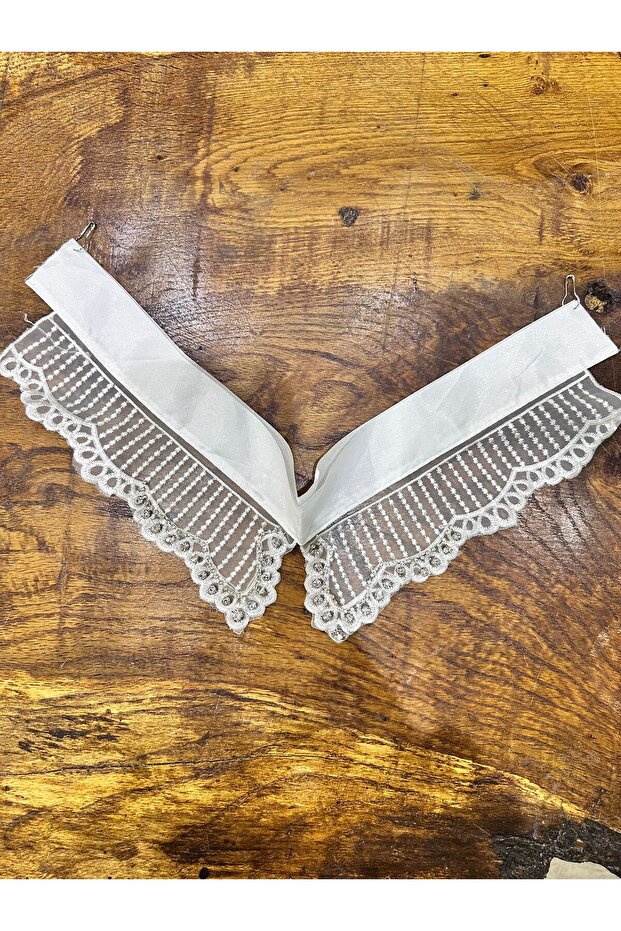40X10 cm Zircon Stone Gipper White Collar Applique