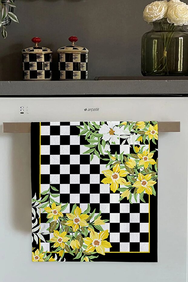 Yellow Floral Oven Kitchen Towel 30X50Cm