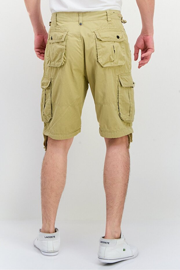 شورت كارجو سادة للرجال، كاكي - 3