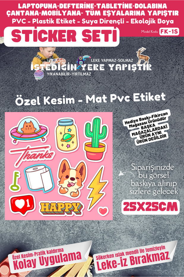 25X25Cm Pvc Sticker -Idee Sticker Kit,Stick Anywhere -Notebook-Laptop-Tablet-Phone-Cabinet-Glass Etc
