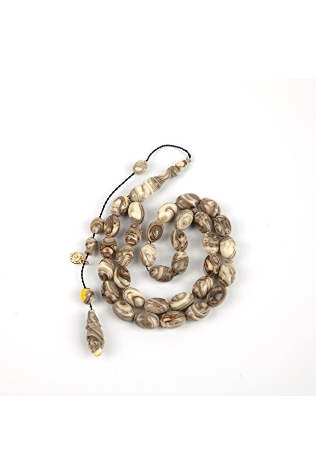 Katalin Beyzi Cut 7X11Mm Prayer Beads - Beige/Coffee Czech