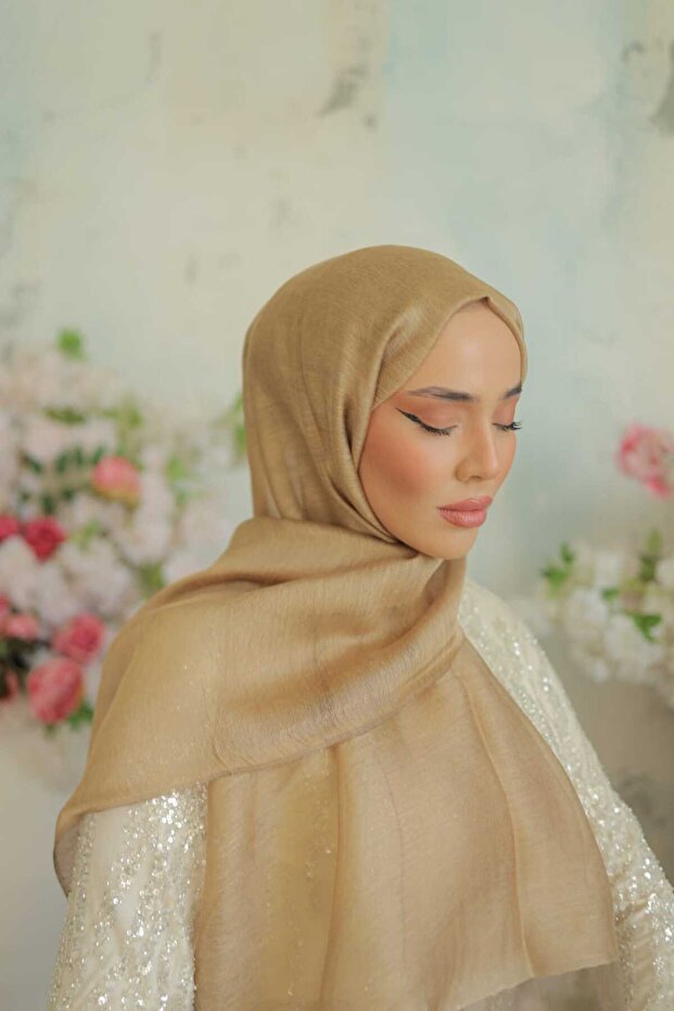 %30 İpek Çift Katlı Tül Şal - Dore - 3