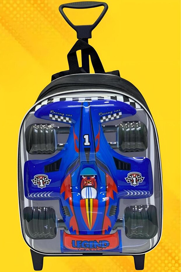 Children's Kindergarten Nursery 2-6 Years Old Rickshaw Formula Racing Car Printed Backpack School Bag