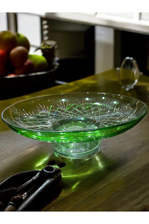 Cut Crystal Glass Pedestal Fruit Bowl - Presentation Bowl