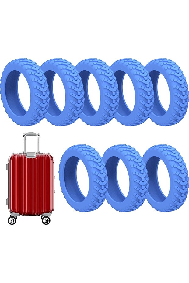 8Pcs Blue Silicone Wear-Resistant Sound-Absorbing Suitcase Wheel Case Skidproof Mold