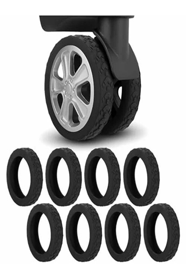 8Pcs Black Silicone Wear-Resistant Sound-Absorbing Suitcase Wheel Case Skidproof Mold