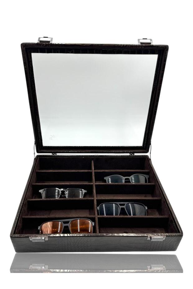 Diji 10-Piece Glasses Box Glasses Case Crocodile Brown