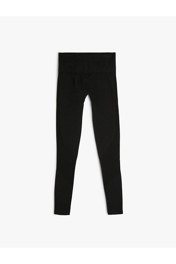 Yüksek Bel Spor Tayt Örme Kumaş Dokulu Slim Fit - 2