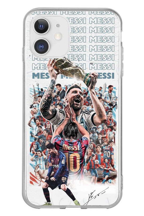 iPhone 11 Uyumlu Messi Dünya Kupası Şeffaf Silikon Kılıf - 1
