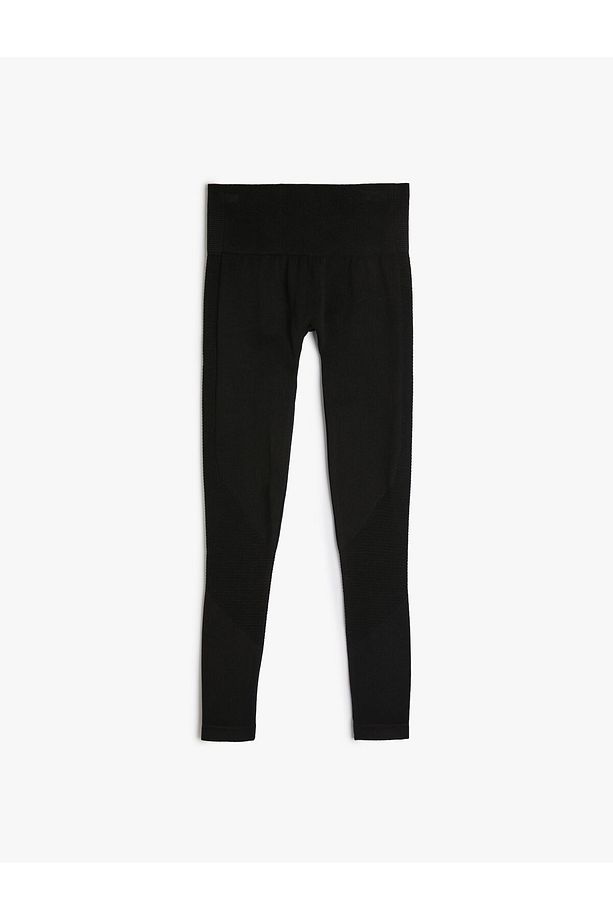 Yüksek Bel Spor Tayt Örme Kumaş Dokulu Slim Fit - 1