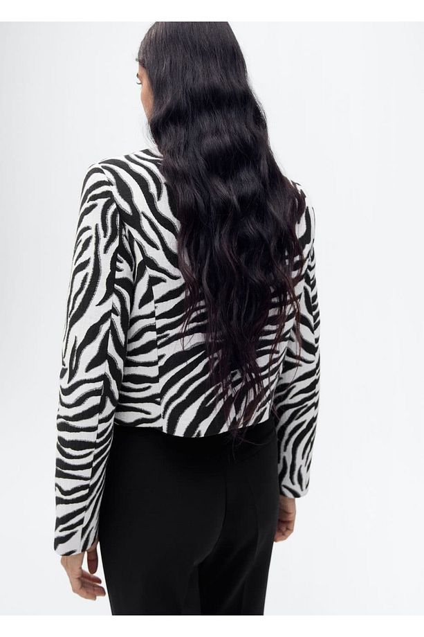 Zebra desenli düğmeli ceket - 4