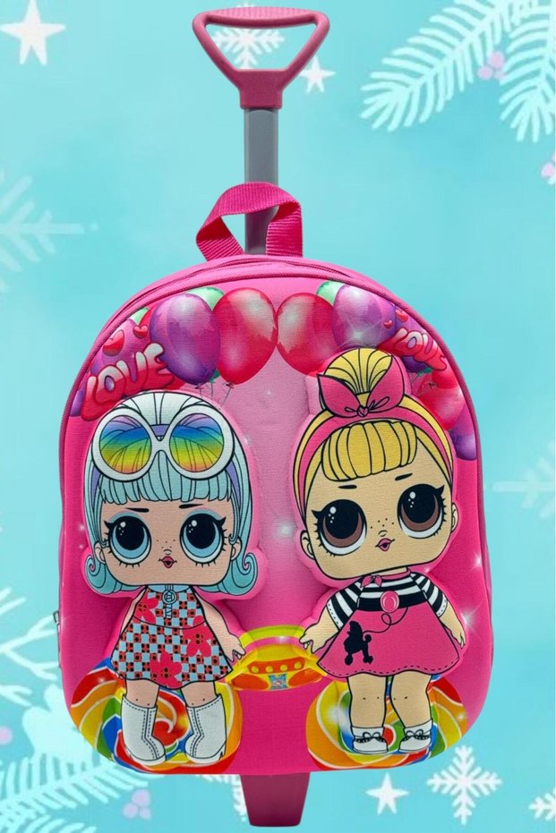 Girls' Kindergarten Children's 3D Eva Color Printed Backpack and School Bag with Squeegee Wheel