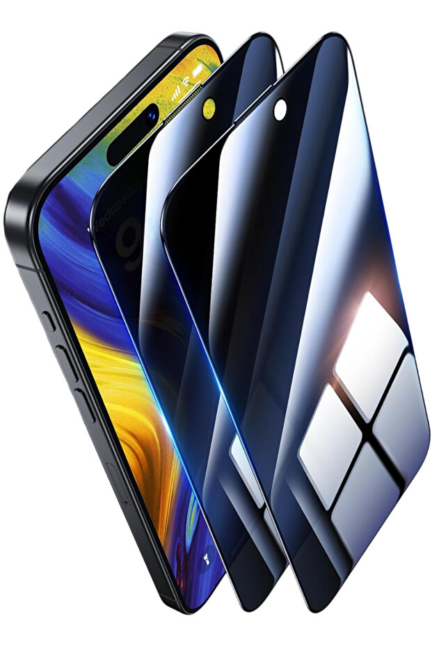 [2x Shield Hayalet] واقي شاشة زجاجي كامل التغطية متوافق مع هاتف iPhone 15 Pro Max من Hayalet (2X)