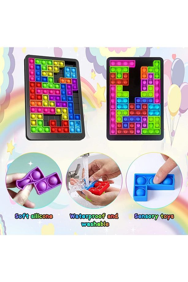 Popitli Tetris Silikon Oyuncak, Popitli Puzzle Duyusal Oyuncak, 3d Building Blocks, Bpa Free - 5