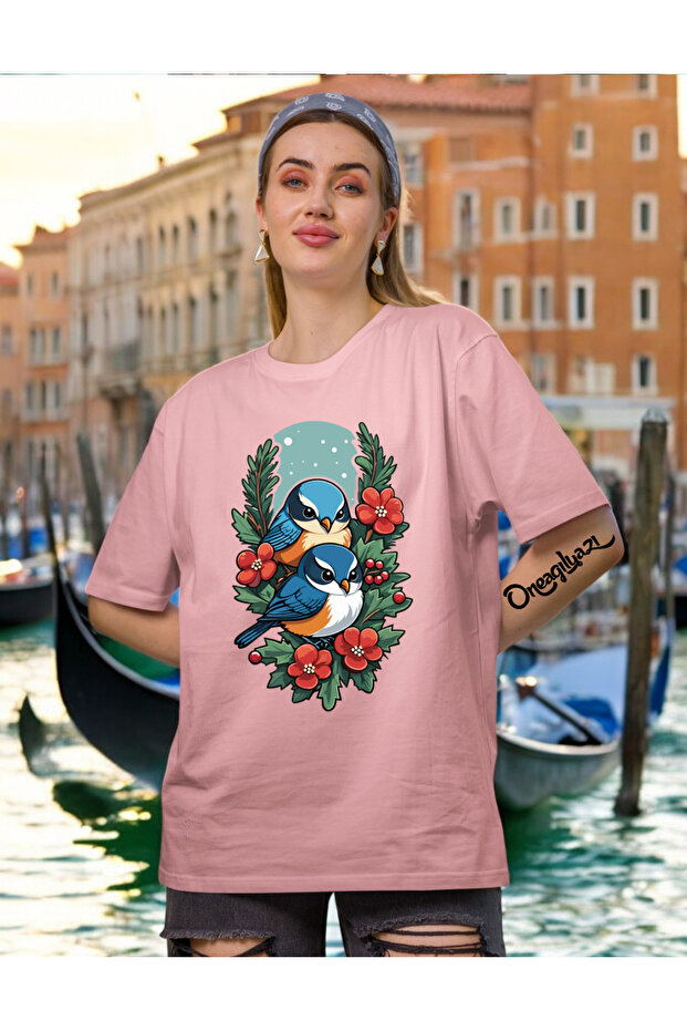 Bird Printed Women's Oversize T-Shirt
