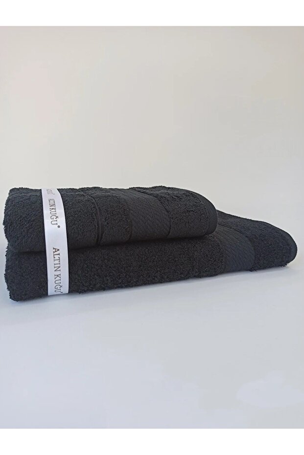 Özdilek Trendy Large Size Bath Towel Set of 2- Black (90X150 cm + 50X90 cm)